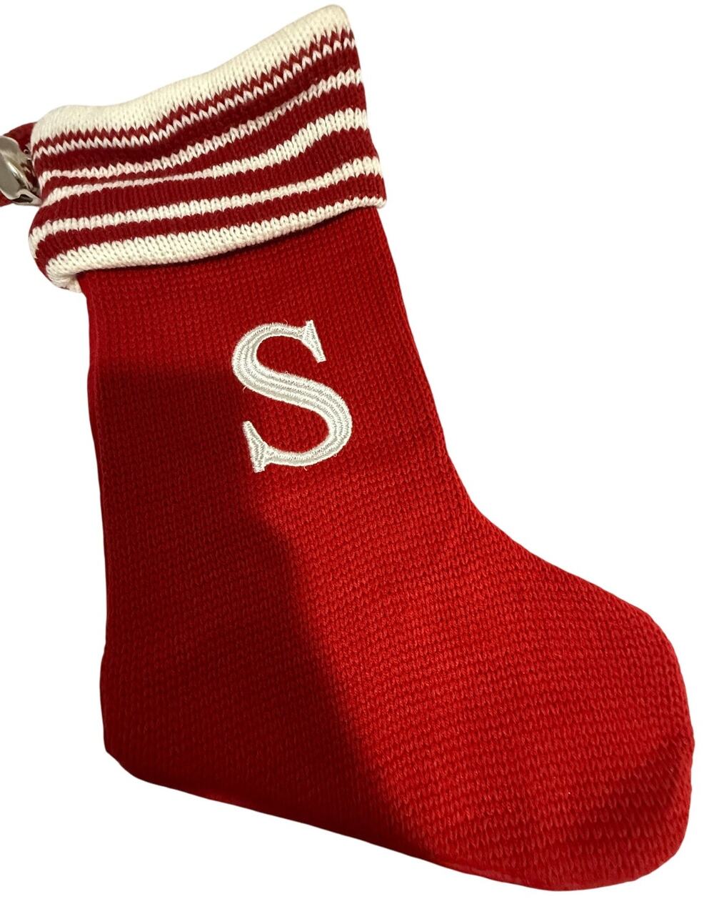 Jingles & Joy Red Monogram Knit Christmas Stocking - Letter S